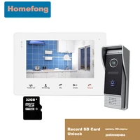 homefong 7 inch video door phone intercom system with doorbell camera white monitor unlock record day night vision