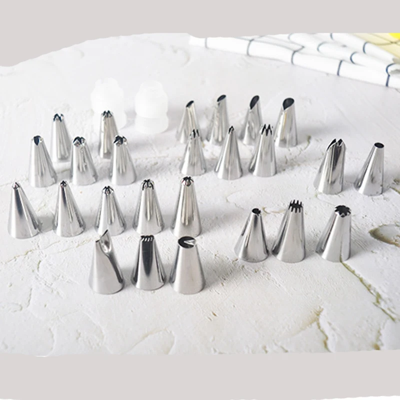 

25Pcs Stainless Steel Nozzles Set with 2pcs Converter DIY Cake Decorating Tip Set Icing Piping Cream Cupcake Baking Decor Tools