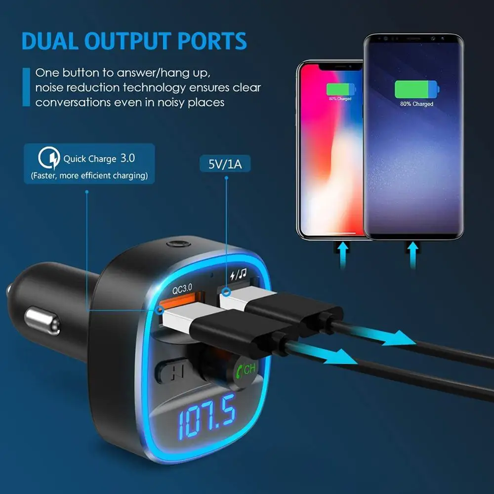 Автомобильный MP3-плеер CDEN с Bluetooth 5 0 приемником FM-передатчиком двумя USB-портами