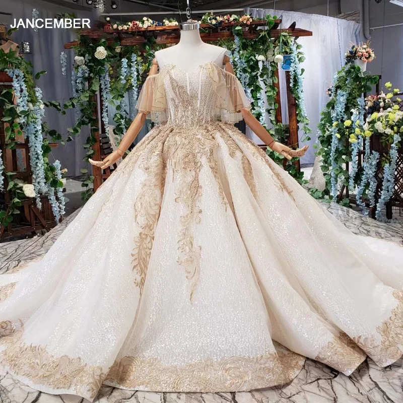 HTL535 off the shoulder wedding dresses with train sweetheart champagne lace bride dress real price vestido de noiva pluz size | Свадьбы и