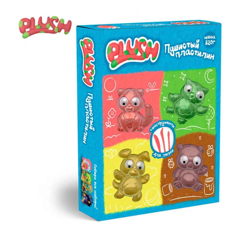 Пушистый пластилин Plush PL02201814 набор с глазками | Игрушки и хобби