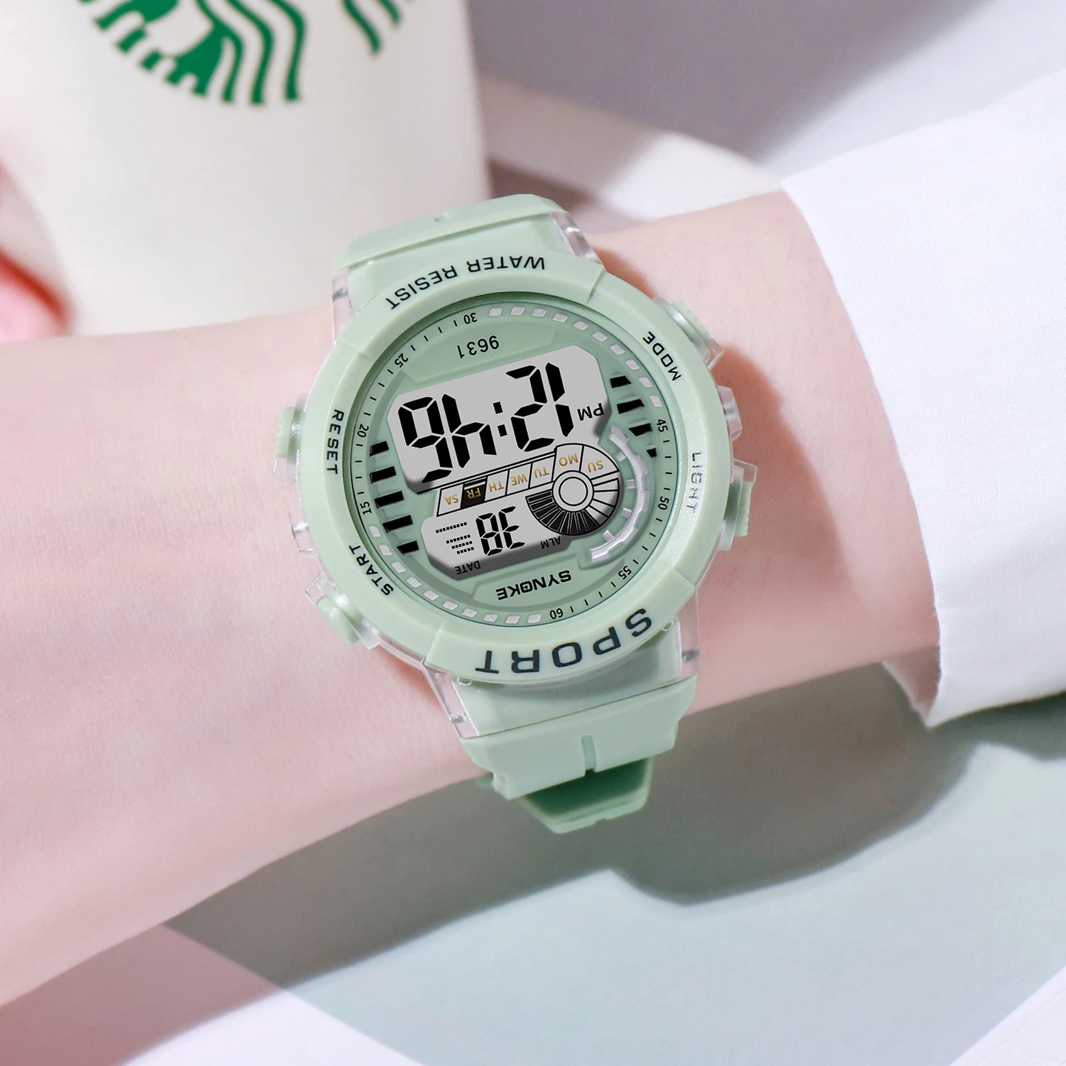 

SYNOKE Sport Children Watch Led Kids Electronic Clock Matcha Green Luminous 5Bar Waterproof Digital Wristwatches For Boys Girl