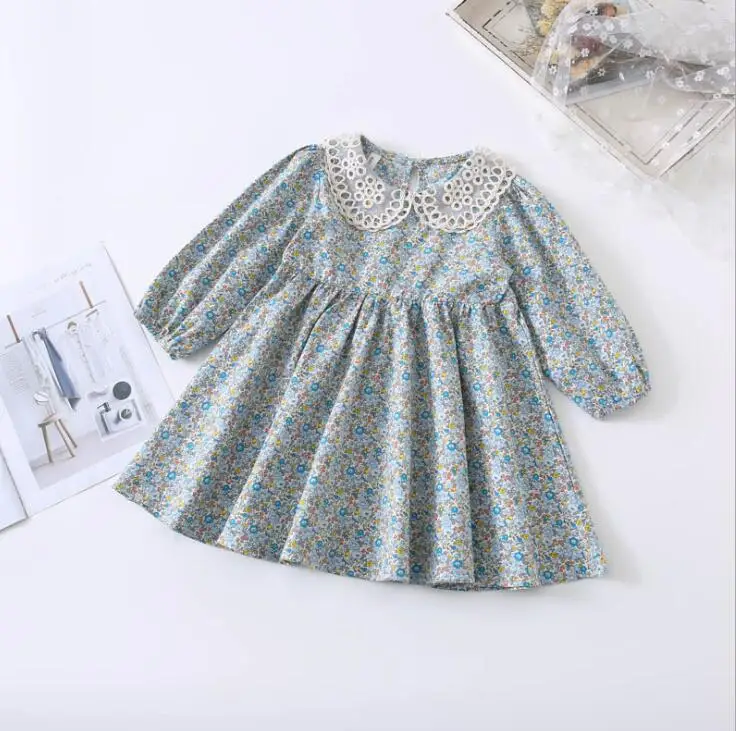2020 весенние Хлопковые Платья принцессы с принтом для девочек милое детское