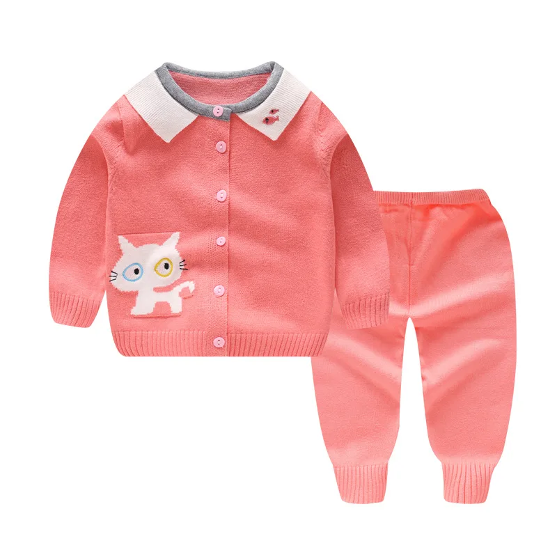 Knitted Suit for Newborns Baby Sweater Sets Childen Knit Pullovers+Pants For Girls Boys Autumn Winter Clothing Set Kids Outfits |
