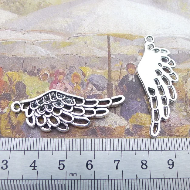 

Supplies For Jewelry Making 4pcs 17x44mm Antique Silver Color Wing Charms