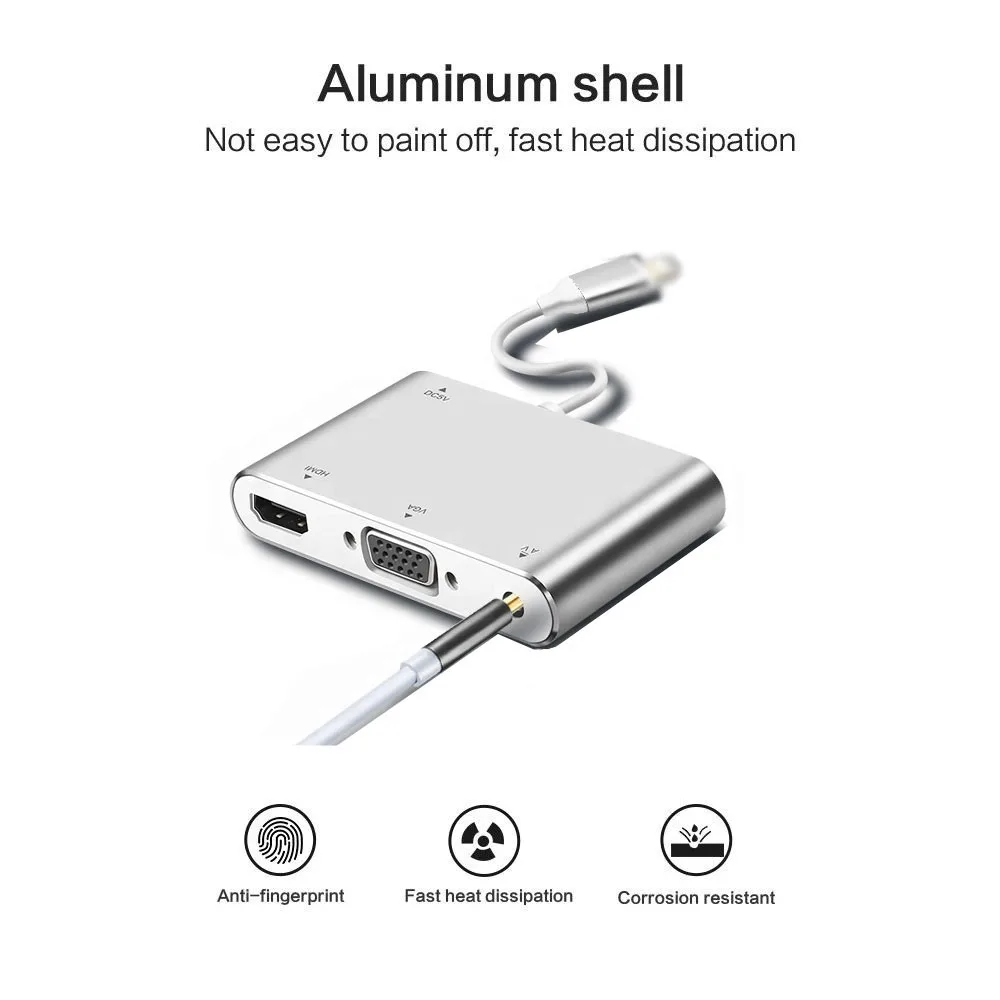 Кабель адаптер lightning/hdmi для цифрового ТВ конвертер vga ipad iphone X 8 ipad|Переходники и