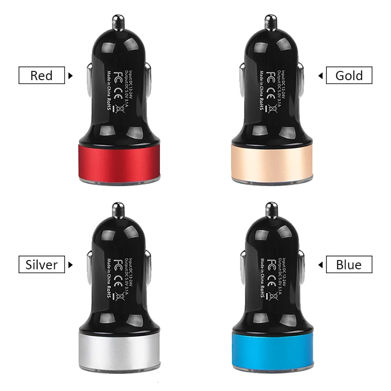 JONSNOW 5V 3.1A двойной USB автомобильный адаптер для зарядки цифровой светодиодный дисплей напряжения тока Автомобильное металлическое зарядное устройство для телефона планшета