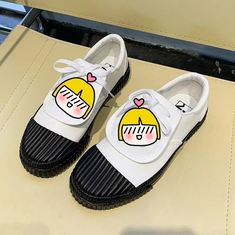 

Весна 2021, дизайнерские парусиновые туфли для женщин, большая раскладная обувь с вышивкой, низкие туфли на плоской подошве, женская обувь с б...