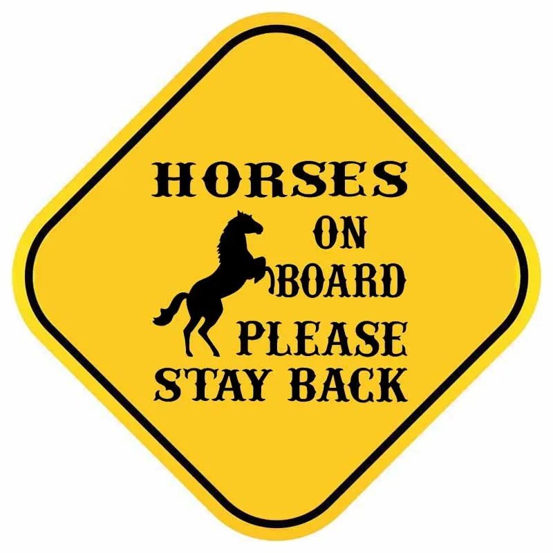 

HORSES ON BOARD PLEASE STAY BACK Car Stickers for Car Window Trunk Auto Uv Protection Car Decorative KK15*15cm