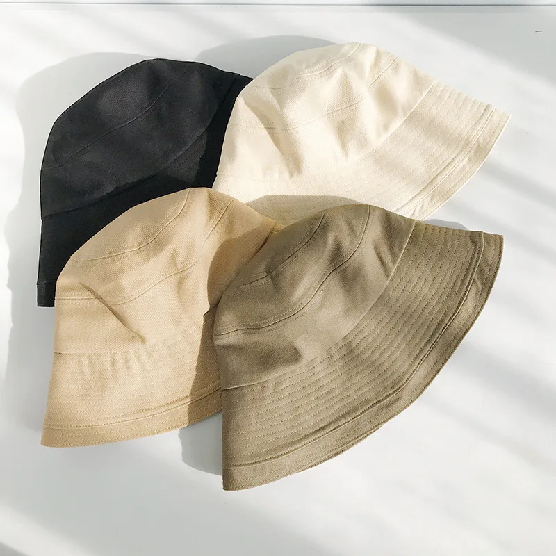 

Adult Summer Foldable Bucket Hat Solid Color Hip Hop Wide Brim Beach Uv Protection Sunscreen Fisherman Cap Panama Bucket Black