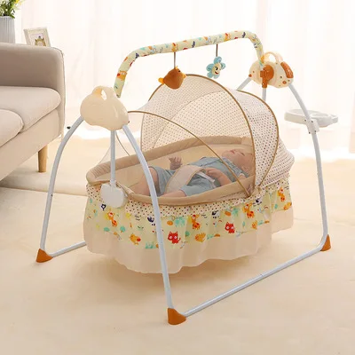 

Electric cradle bed crib Baby cradle Intelligent automatic flat bed crib Automatic electric cradle
