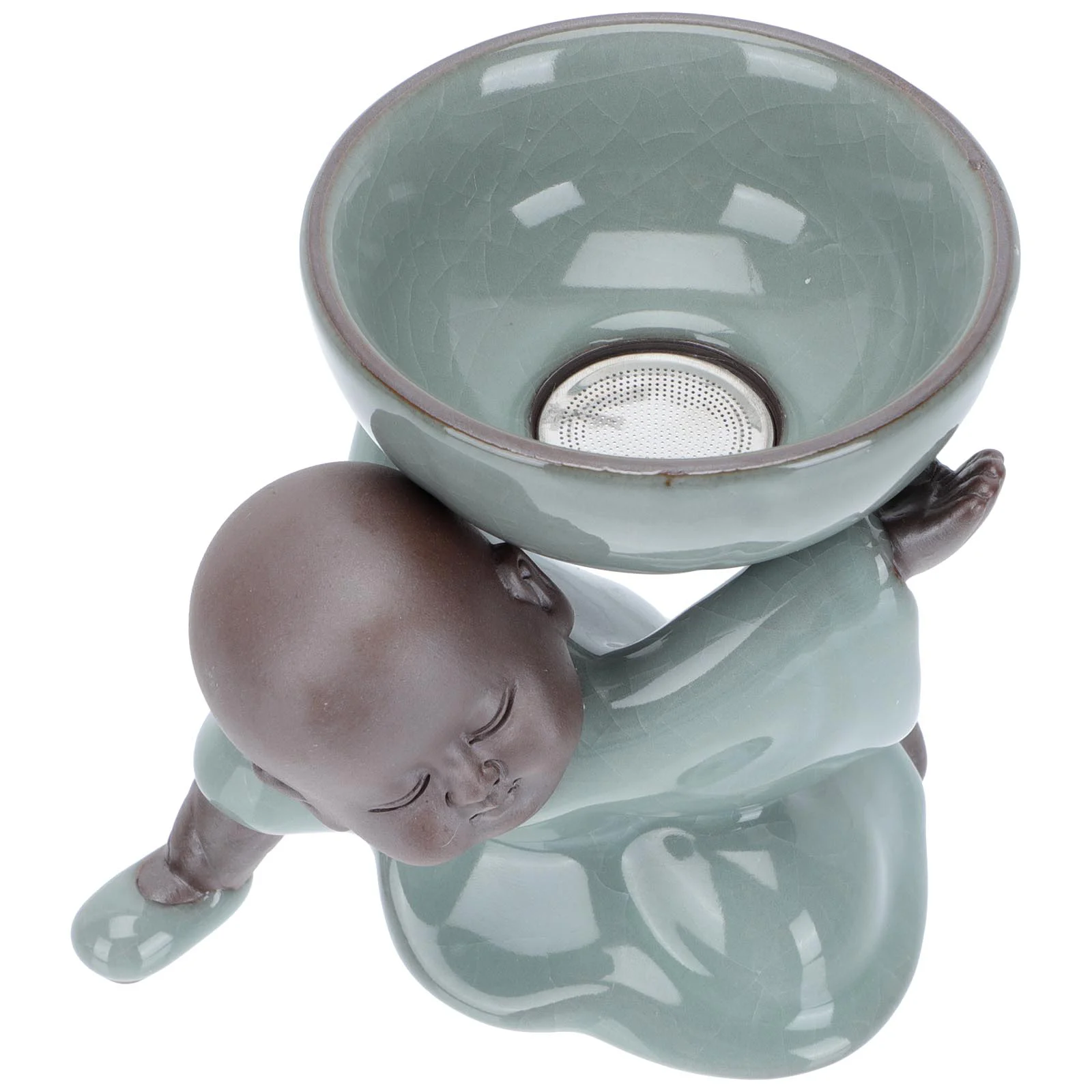 

1 Set Ceramic Monk Tea Leak Tea Filter Creative Tea Leakage Creative Tea Saucer