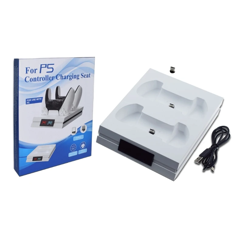 

Double Gamepad Handle Charging Base with LED Light for PS5 Controller Charger 40JB