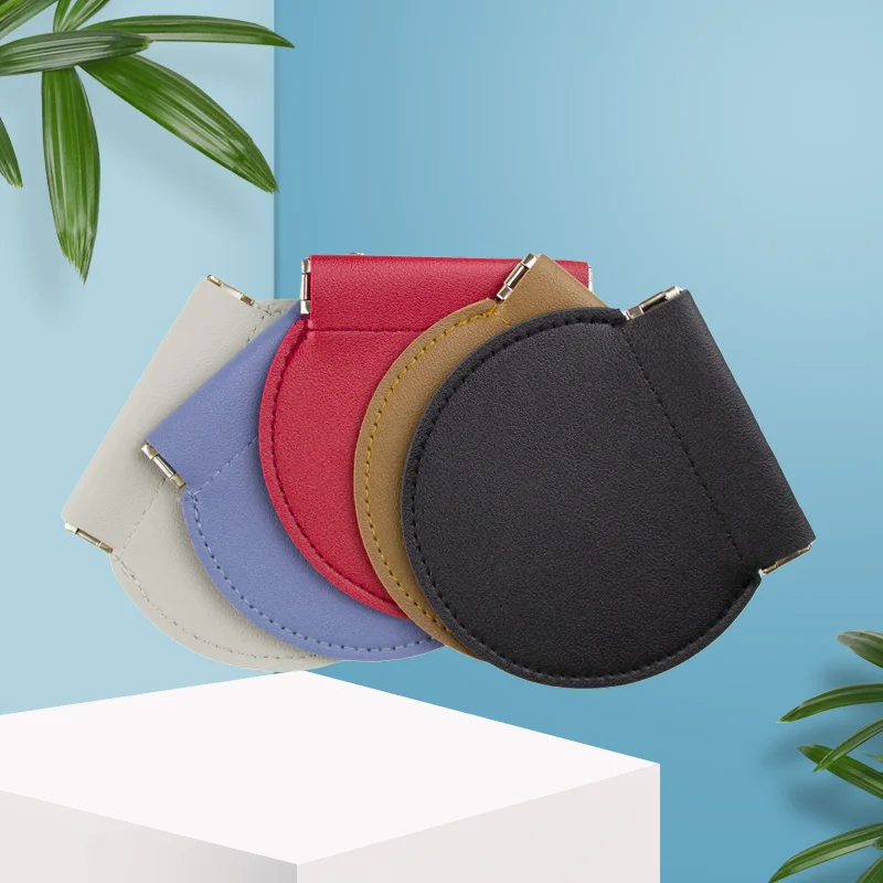 

Round Squeeze Coin Purse New Fashion Solid PU Leather Women Men Small Mini Short Wallet Bag Key Credit Card Earbuds Holder
