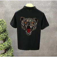 spring 2021 top quality mens polo shirt hot rhinestone street youth short sleeve fashion casual new style lapel tees