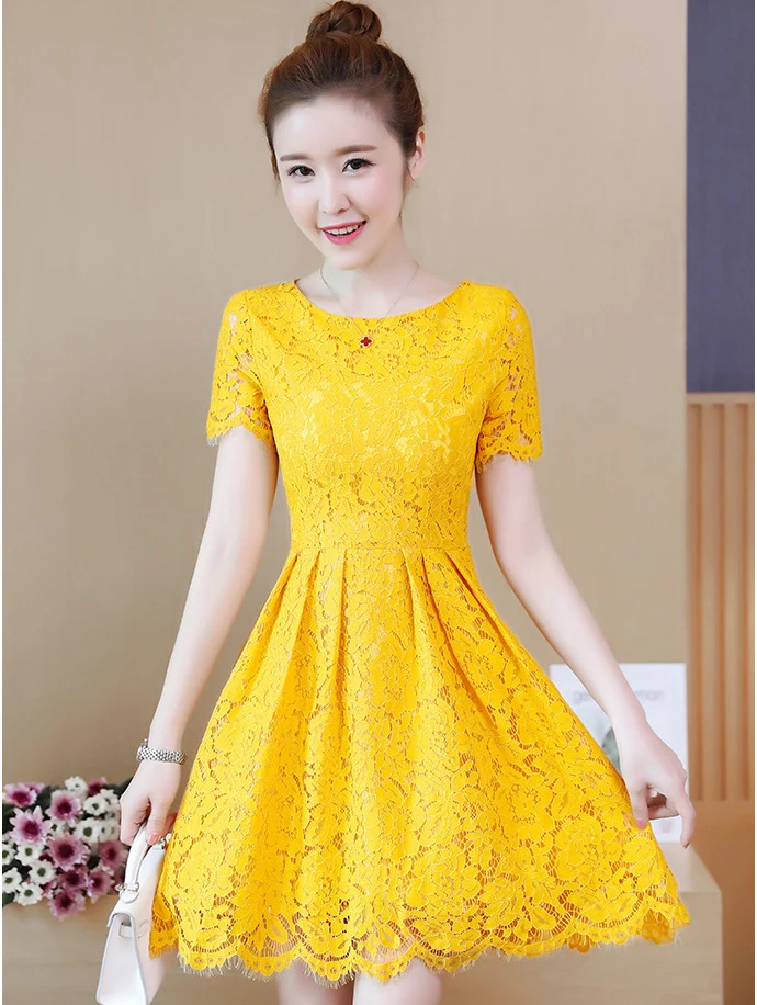 Женское элегантное кружевное платье-трапеция без рукавов с круглым вырезом и