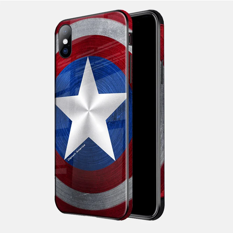 Чудо-яд Железный человек стеклянный чехол для iphone 11 11Pro Max X XS MAX XR Супермен Бэтмен цветной край задняя крышка для iphone 6 7 8 Plus