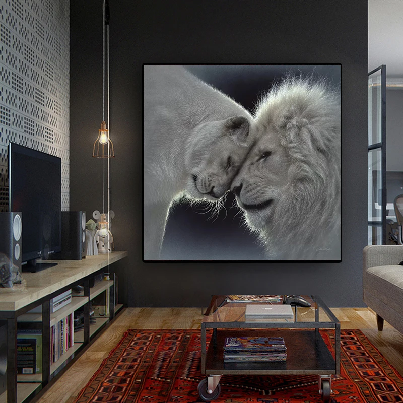 

Home Decor Black and White Africa Lion Wild Animals Canvas Painting Posters and Prints Cuadros Wall Art Pictures For Living Room