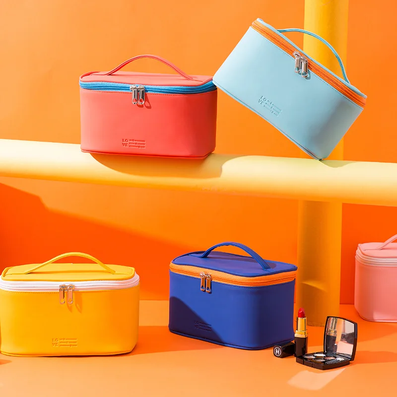 

PU Portable Lady Cosmetic Bag Multi-Function Waterproof Travel Storage Organize Handbag Zipper Cosmetic Case