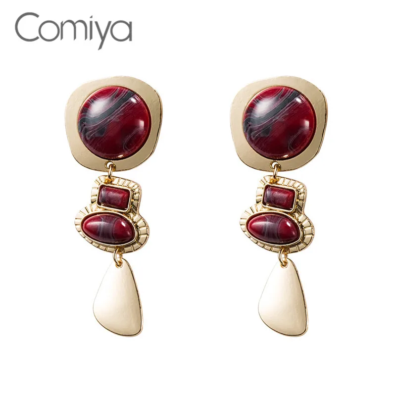 Comiya висячие серьги винтажная Смола Круглая Мозаика длинный кулон цинковый сплав