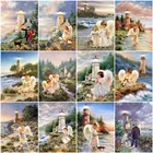 Алмазная 5D картина HUACAN с изображением ангела, девушки, маяков, Алмазная мозаика, вышивка, портрет, персонализированный подарок, украшение для дома