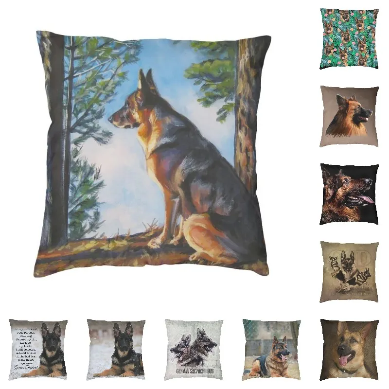 German Shepherd Fine Art Painting Pillow Decor Home Modern Animal Pet Dog Outdoor Cushions Square Pillowcase