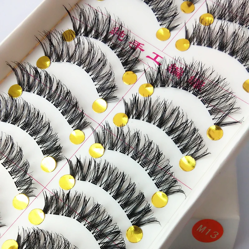 

YOKPN Taiwan Handmade False Eyelashes Naturally Messy Eyes With Long Eyelashes Thick Nude Makeup Cross Section 10 Pairs Lashess