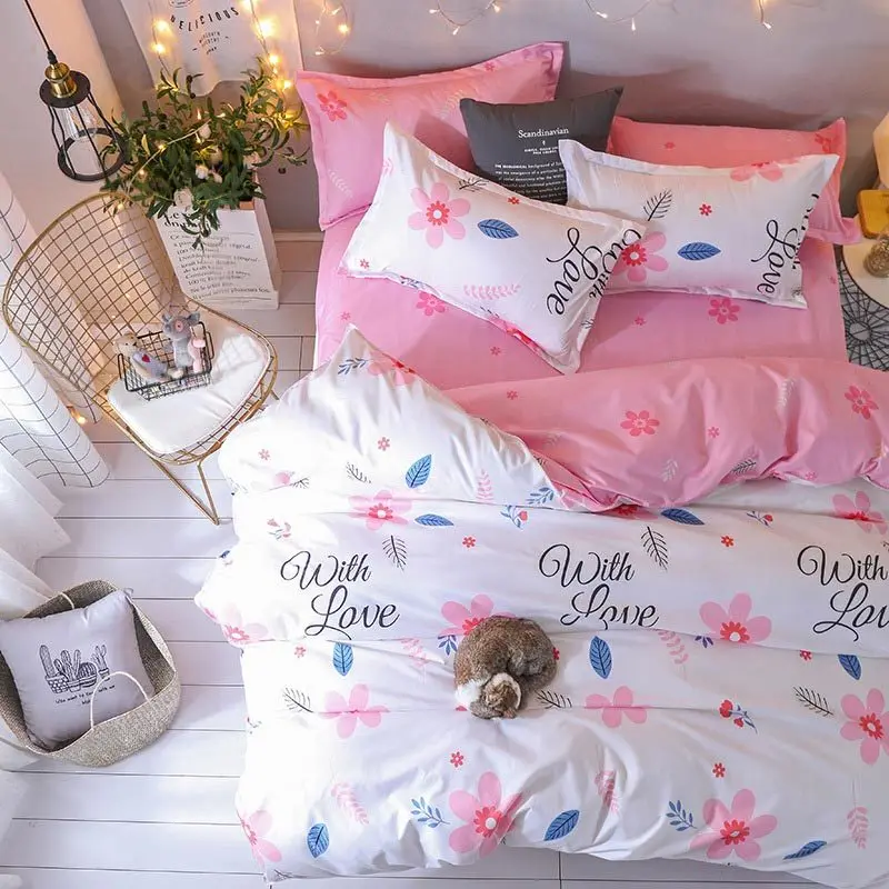 Комплект детской постельного белья J Pink Flower из 4 предметов пододеяльник простыни