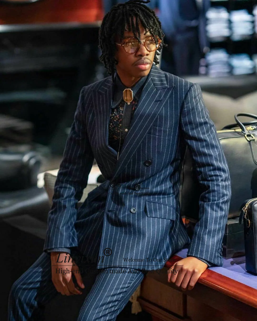 

Модные Полосатые мужские костюмы, облегающий повседневный деловой пиджак, свадебный смокинг, вечерний пиджак для выпускного, комплект из 2 ...