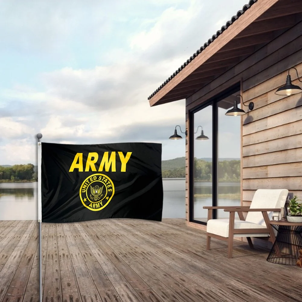 

U.S. Military Gold Badge Logo - Bright Color And Fade Proof - Canvas Head And Double Seam - U.S. Flag Polyester Brass Flag