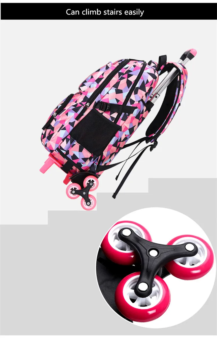 Школьный рюкзак OKKID на колесиках для девочек детский съемный ранец скалолазания