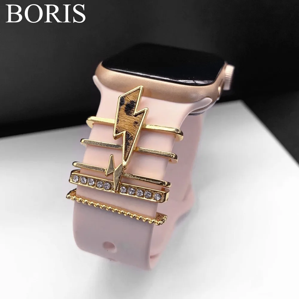 Diy Silicone Strap Accessories For Apple Watch For Samsung Watch Luxury Metal Decorative Ring 5Pcs/Set Accessories For iWatch