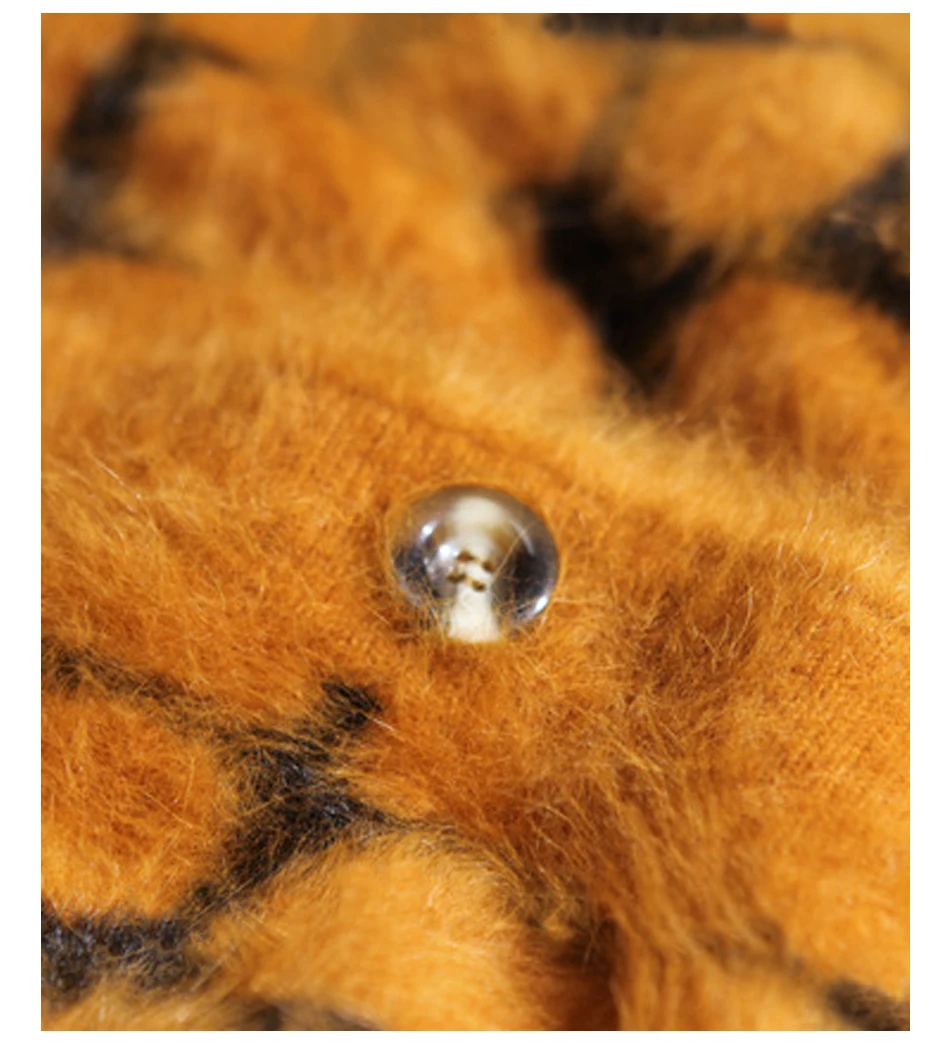 Женский кардиган с леопардовым принтом BAHTLEE Зимний вязаный свитер