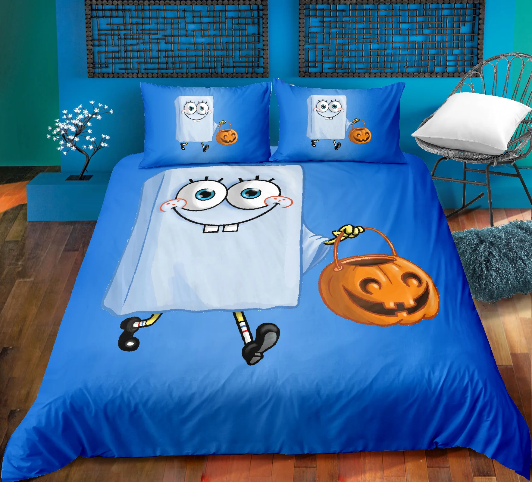 

Мультяшный подводный мир 3D Телефон чехол для кровати Комплект из трех предметов детская спальня принадлежности мультяшное одеяло Чехол По...