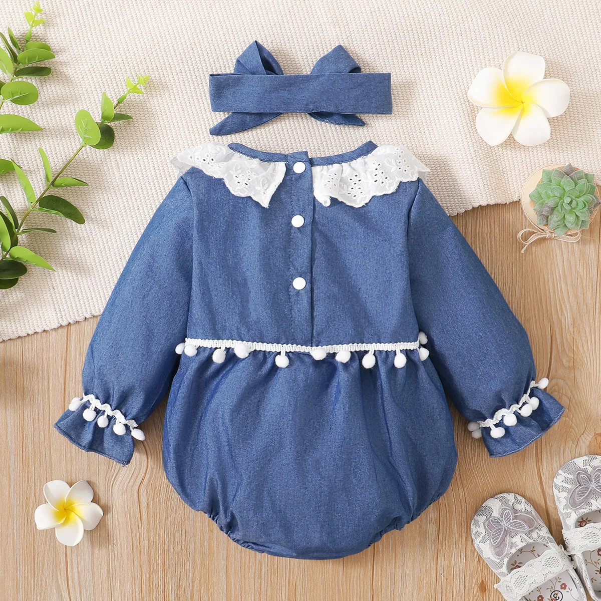 2 шт. Детский комбинезон с длинным рукавом и помпоном| |