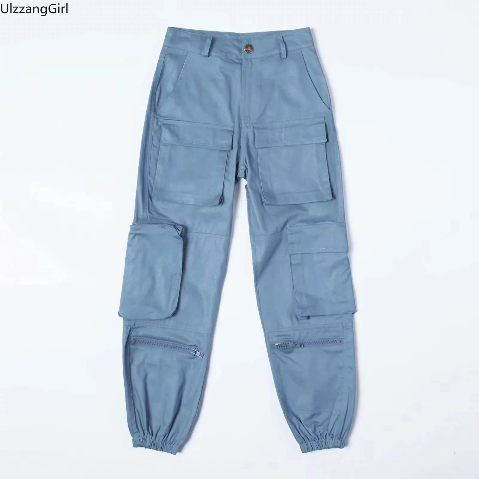 Брюки карго на молнии с завышенной талией свободные джоггеры карманами уличная