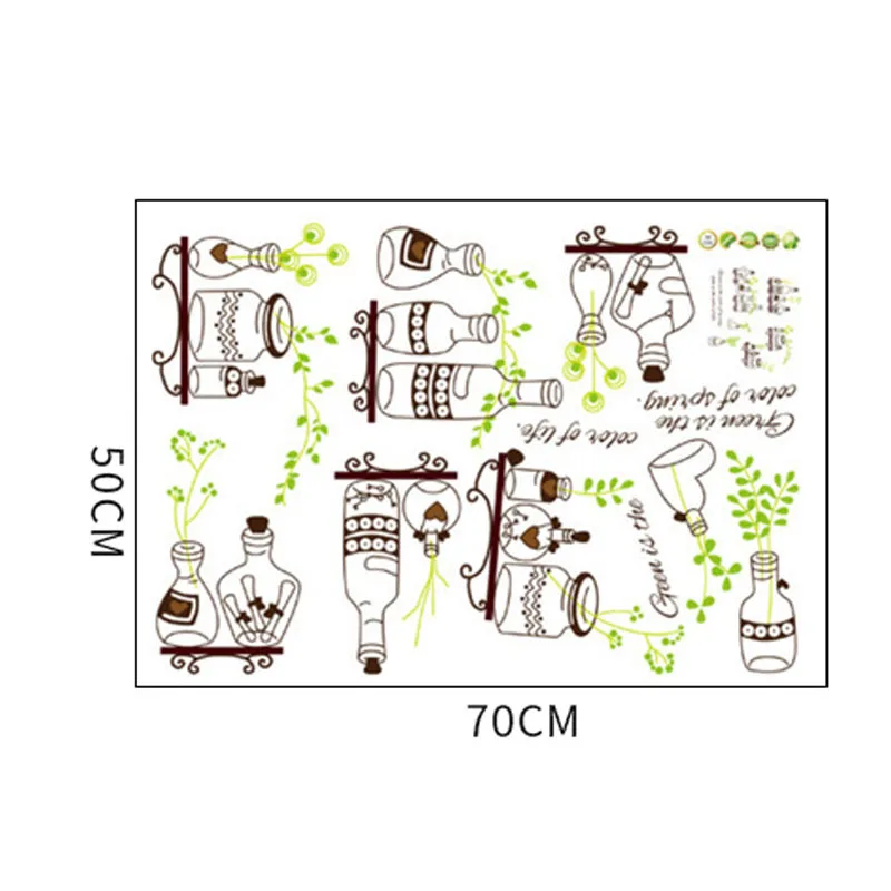 

Photo Frame Wall Stickers Green Leaf Bottle for DIY Family Living Room Bedroom PVC Decals Poster Home Decoration Poster