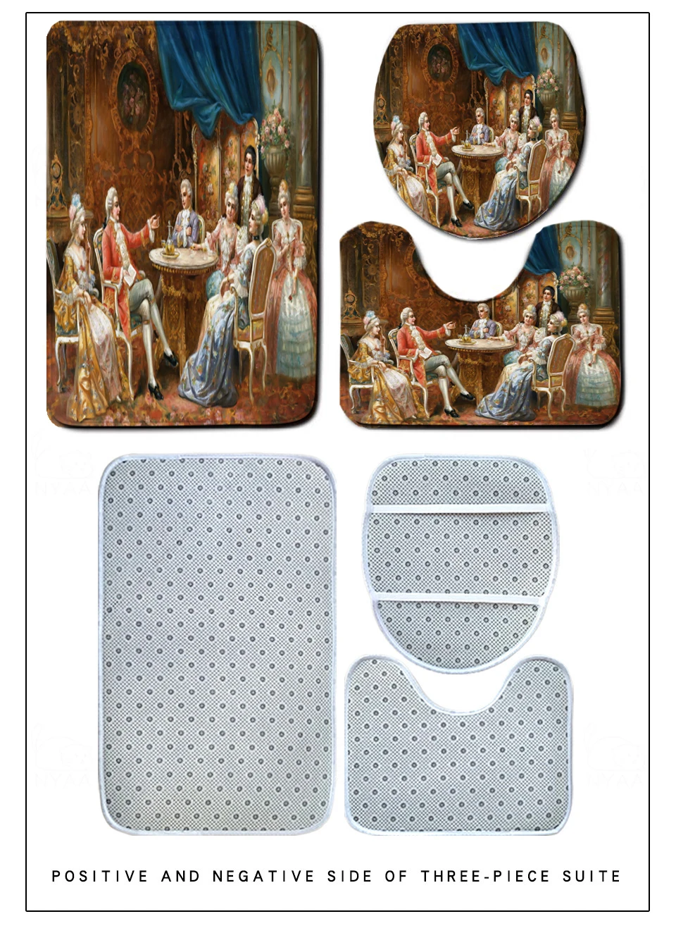 34 pieces europe artistic shower curtains sets angel oil painting carpet gift kids toilet mat 3d print ancient art bathroom set free global shipping