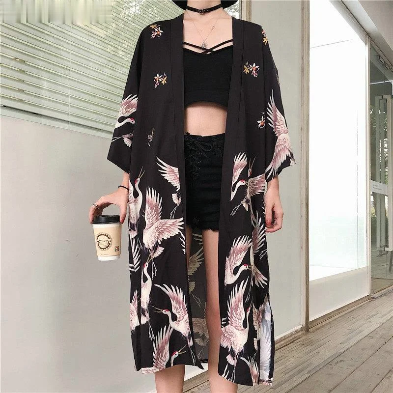 

Kimono Cardigan Womens Tops And Blouses Japanese Streetwear Women Tops Summer 2021 Long Shirt Female Ladies Blouse Women Clothes