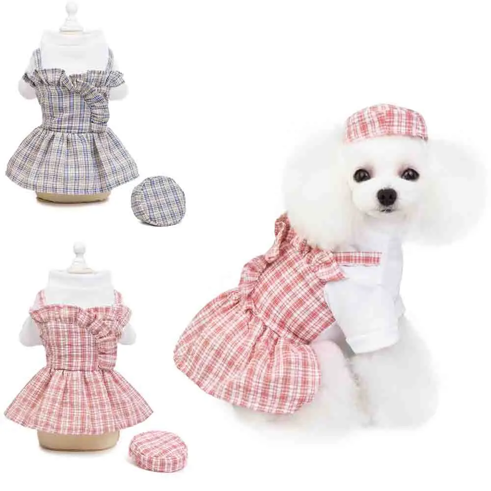 Pet Dogs Skirt with Hat For Small Medium Dogs Puppy Cat Dresses Chihuahua Pet Clothing Yorkshire Dog Dresses Pug Ropa Perro