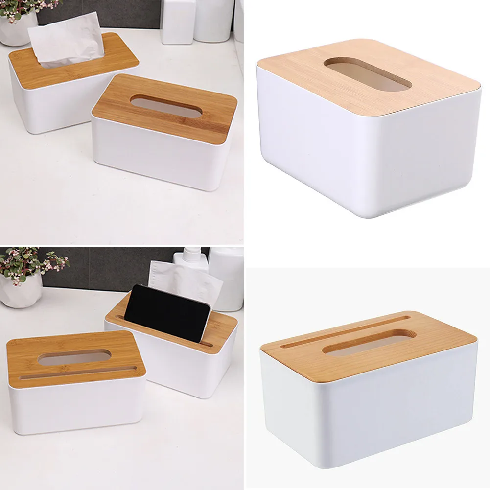 

Wooden Tissue Box Cover Tissue Storage Holder Case Napkin Dispenser For Home Kitchen Bathroom Car Organizer
