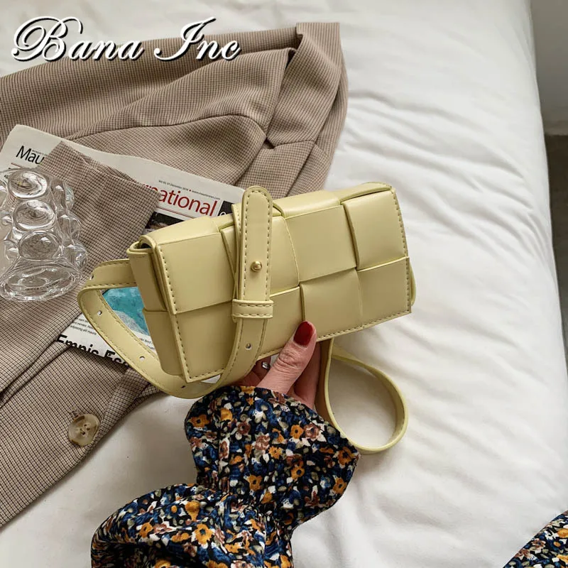 

Waist Bags For Women Leather Woven Design Luxury Brand Bag Women Weave Waist Belt Bag 2021 Trend Chest Pouch Female