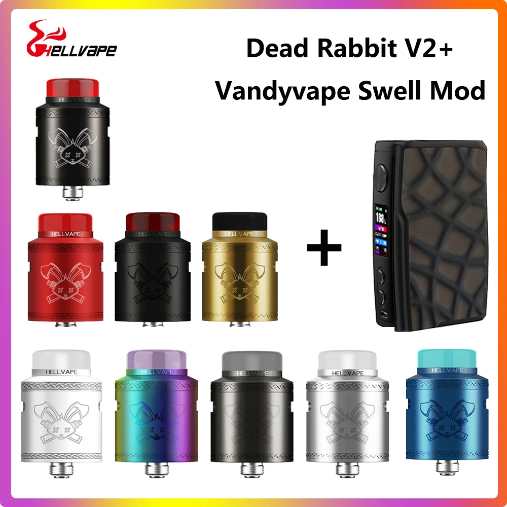 Новый оригинальный Hellvape Dead Rabbit V2 RDA 24 мм Диаметр бака с Vandy Vape vwell G10 коробка мод