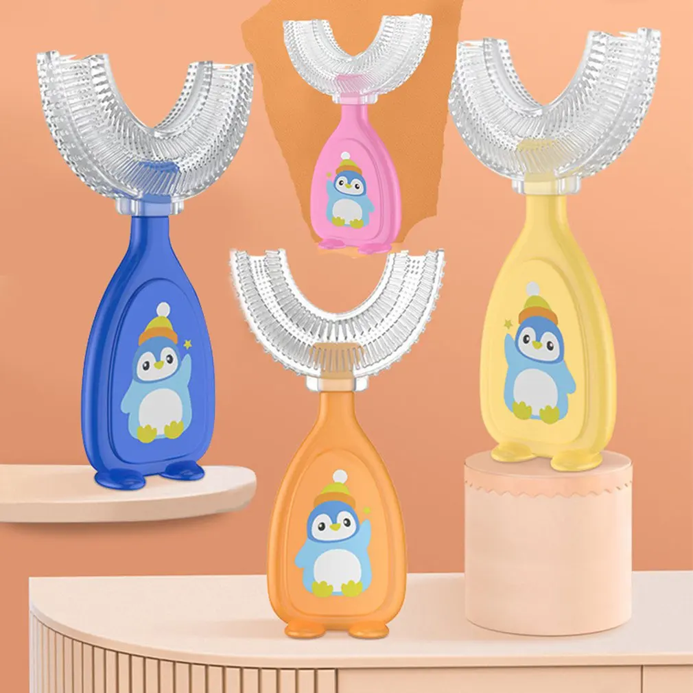 

Зубная щетка U-образной формы, ручная детская зубная щетка, U-образная силиконовая мягкая щетка