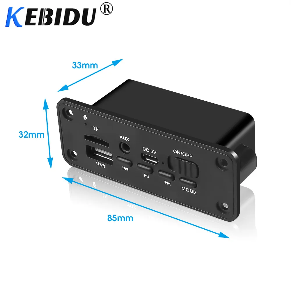 Kebidu DC 5 в Bluetooth 5,0 MP3 плеер декодер доска 2x3 Вт динамик автомобильный модуль fm-радио TF USB AUX аудио для автомобиля громкой связи новейший