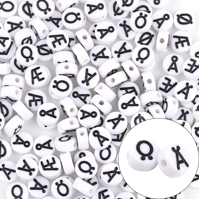 

100pcs/lot Mixed Round Acrylic Norway Alphabet Letter Beads Charms Early Education Bracelet For DIY Jewelry Making Accessories