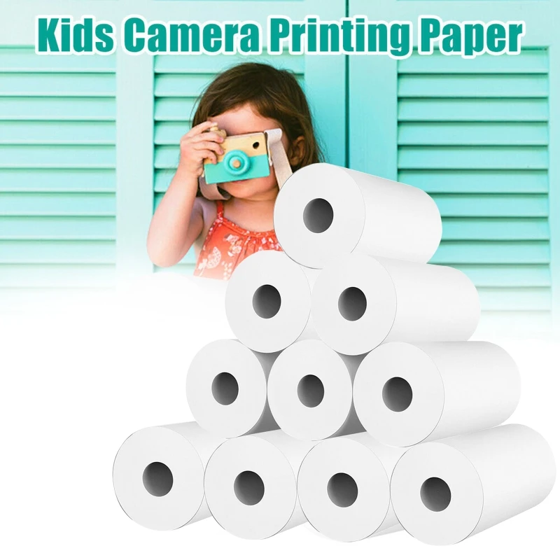

White Children Camera Wood Pulp Thermal Paper Instant Print Kids Camera Printing Paper Replacement Accessories 10 Rolls