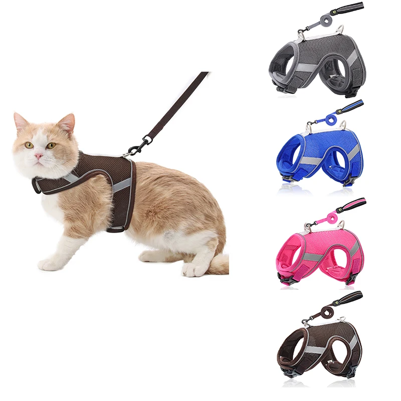 

Nylon Reflective Cat Harness Vest Adjustable Pet Puppy Cat Harness Leash Set For Small Medium Dogs Cats Chihuahua Yorkshire XS-L