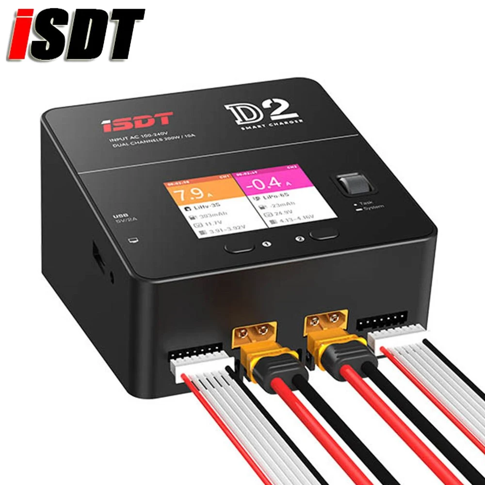 ISDT D2 200 Вт 24A AC двухканальный выход умное зарядное устройство с ЖК-дисплеем для