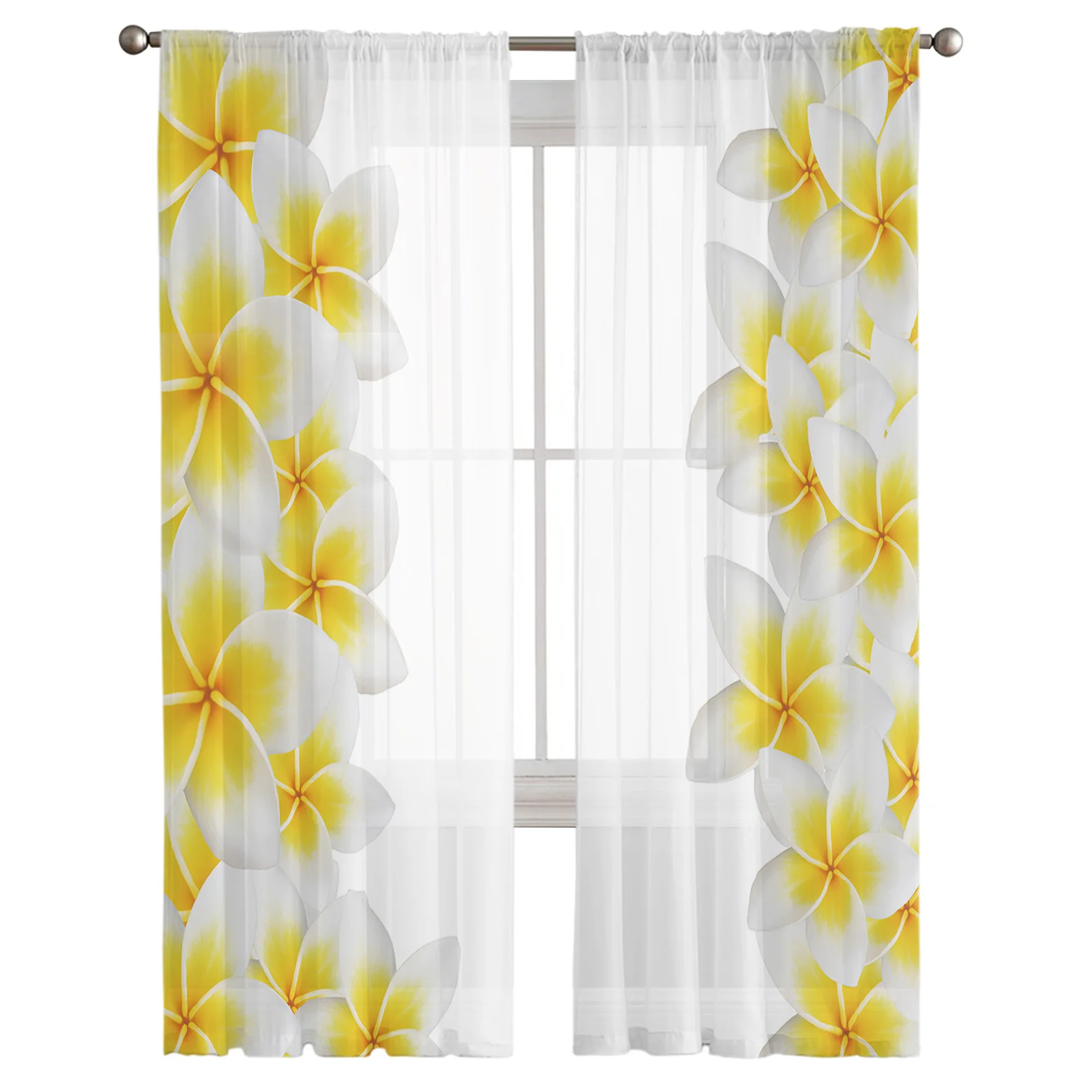 Белый Плюмерия цветочные прозрачные шторы оконные для гостиной спальни жалюзи